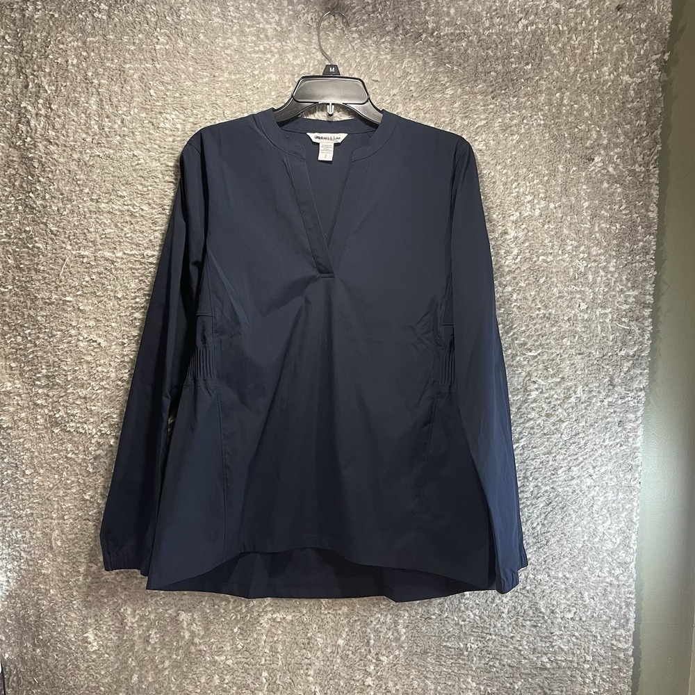 ATHLETA Popover Long Sleeve Navy Top Small Relaxed Preppy Casual Polyester